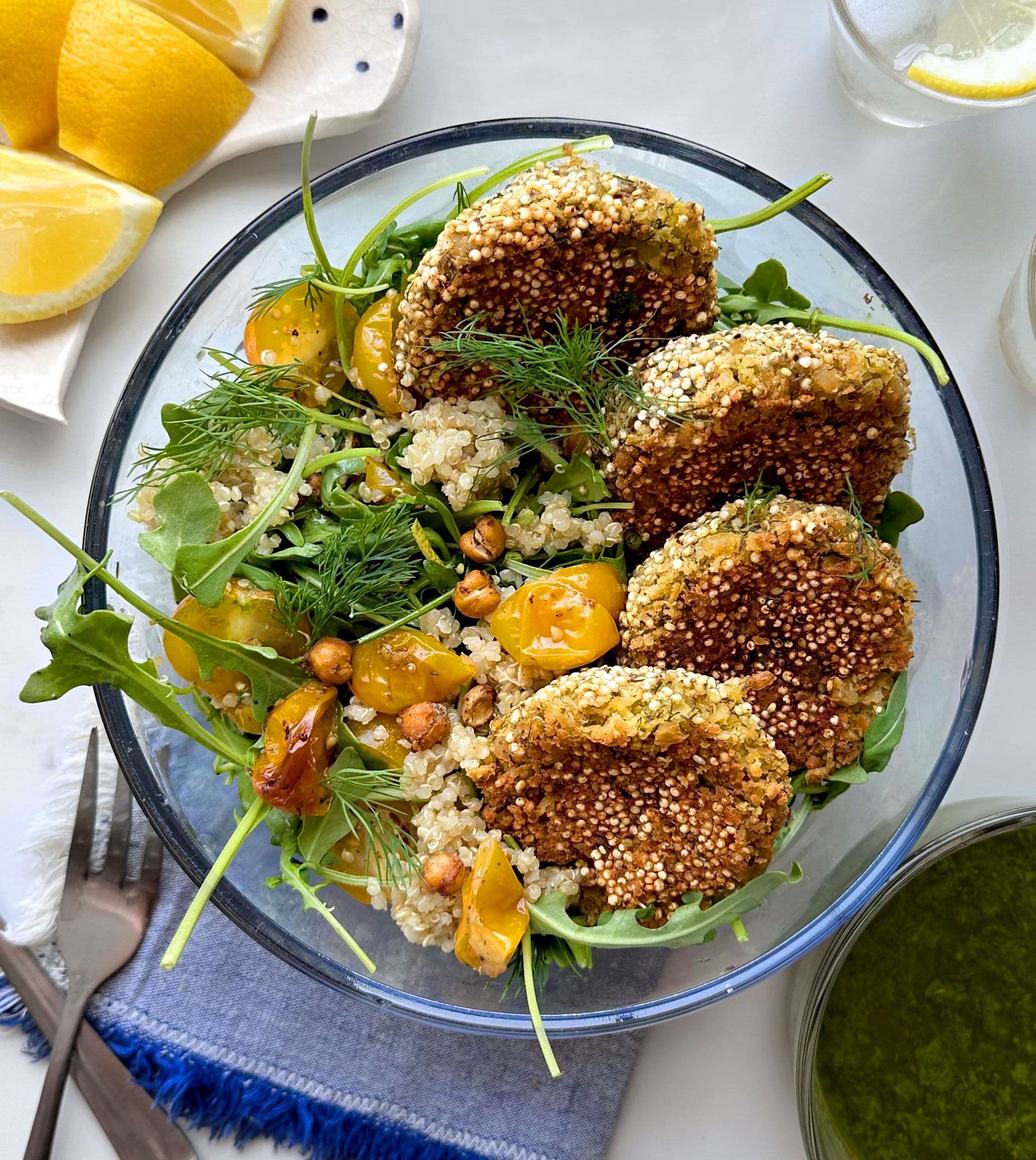 Green Chickpea Patties & Grains